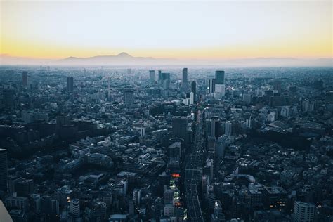 Wallpaper Minato Japan Skyscrapers City View From Above Hd