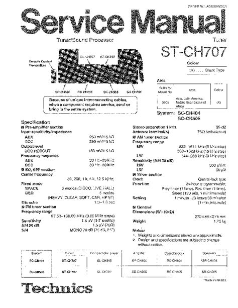 Technics St Ch707 Service Manual Download Schematics Eeprom Repair
