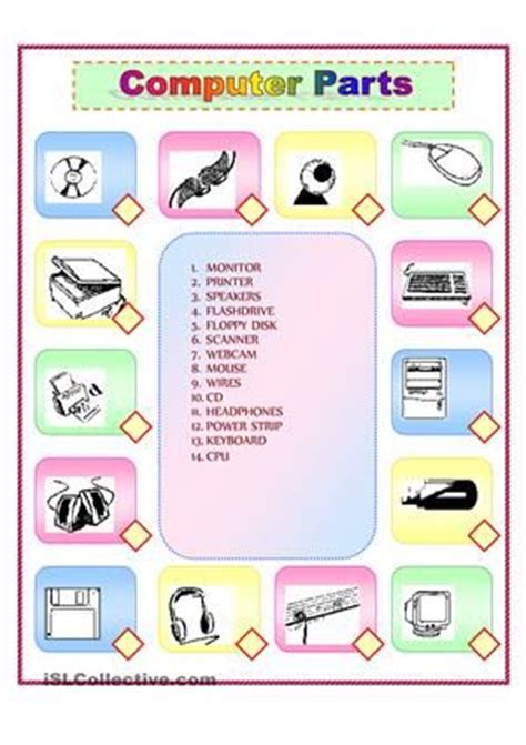 Computer Parts Match worksheet - Free ESL printable worksheets