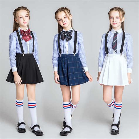 School Striped Shirtskirt Girls Clothes Set School Chorus