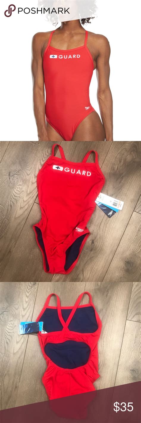 Speedo Lifeguard Flyback One Piece Swimsuit Red One Piece Swimsuit