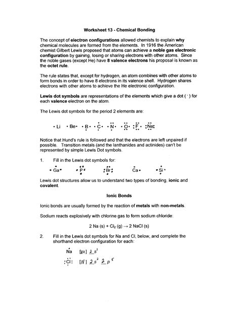 17 Types Of Chemical Bonds Worksheet Answers