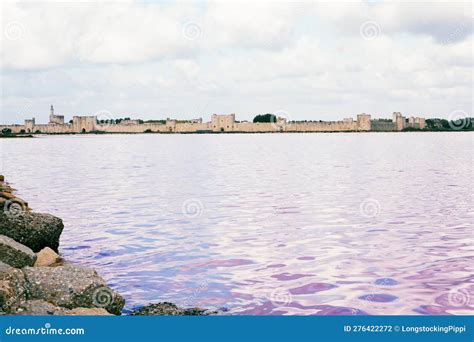 Salins Pink Coloured Salt Marshes Stock Photo Image Of Fortified