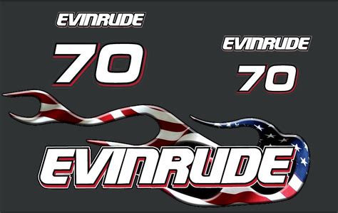 Evinrude 70hp Triple Carb Outboard Usa American Flag Flame Decal Set