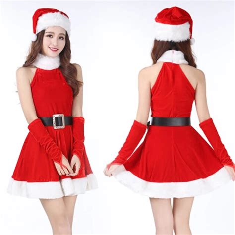 Hot Selling New Year Santa Claus Cosplay Outfits Sexy Mrs Santa Red