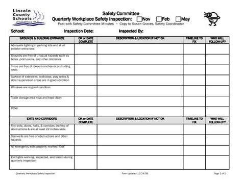 Osha Workplace Safety Checklist