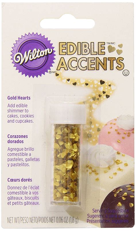 Product titlewilton gold pearlized sugar sprinkles, 5.25 oz. Wilton Gold Edible Hearts Glitter, Net Wt. .06 oz. ** You ...