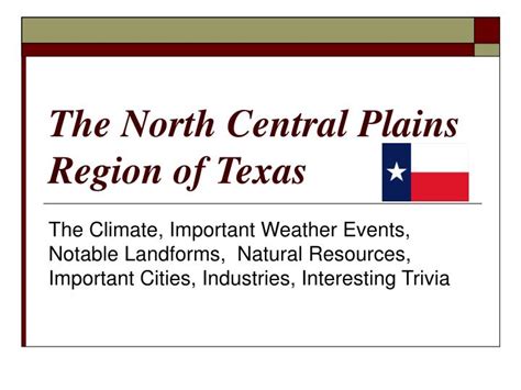 Ppt The North Central Plains Region Of Texas Powerpoint