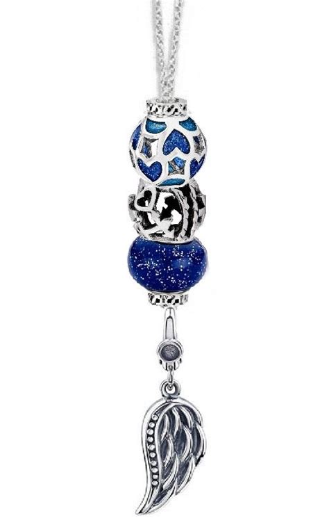 Sterling Silver Angelsamongus Angels Blue Silver Bead Necklace