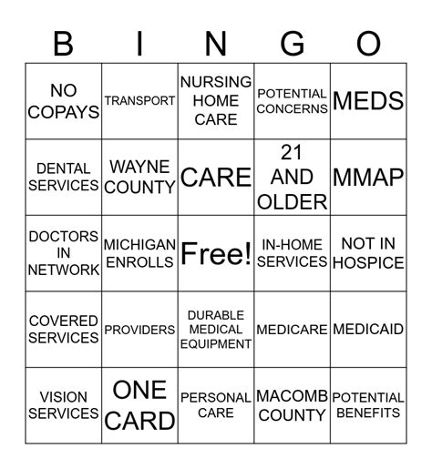 Mi Health Link Bingo Card