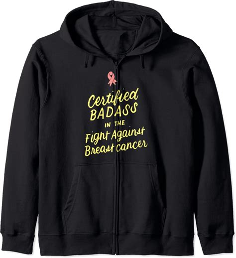 certified badass in the fight against breast cancer survivor zip hoodie clothing