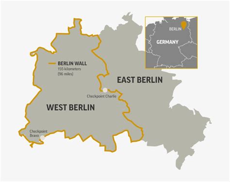 Map Of The Berlin Wall Separating West Berlin And East East West