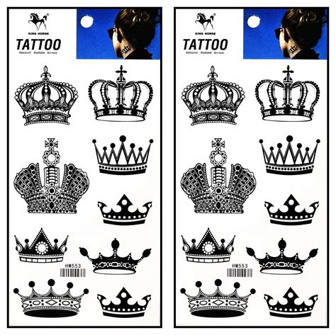 Buy Tattoos 2 Sheets King Queen Imperial Crown Temporary Tattoo Body Fake Sticker Hand Arm Neck