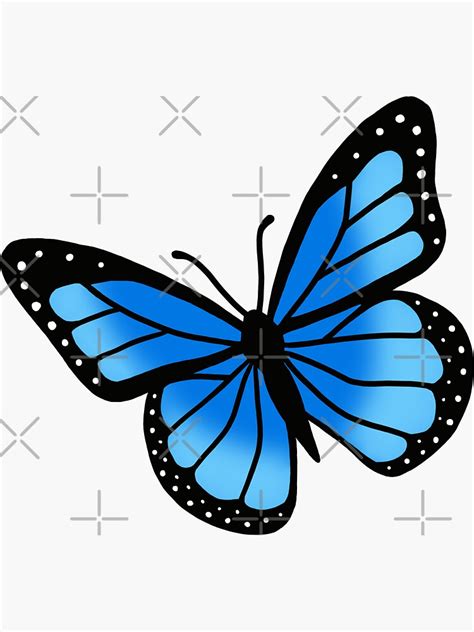 Blue Butterfly Sticker For Sale By Littlemandyart Redbubble