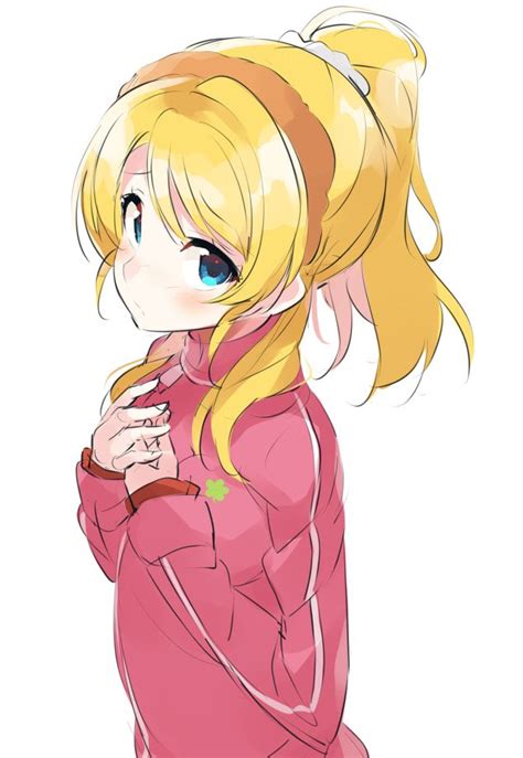 Yellow Hair Blue Eyes Pink Sweat Jacket Anime
