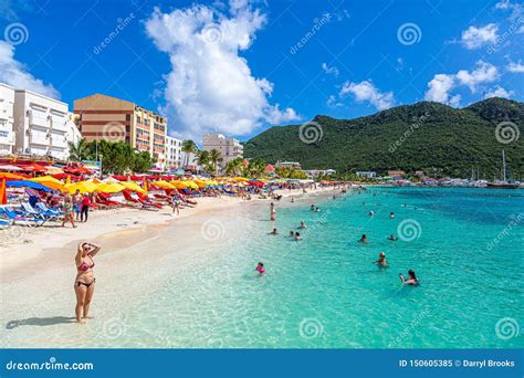 Woman On Beach In Philipsburg Editorial Image Image Of Cruise Exotic