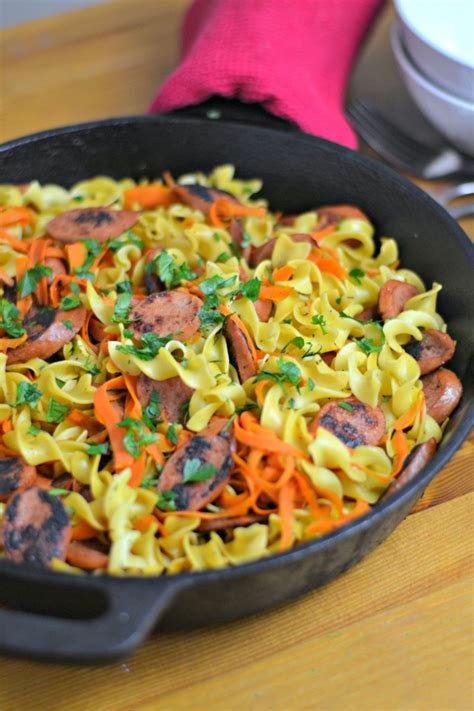 Quick And Easy Kielbasa And Noodles Recipe 4 Hats And Frugal