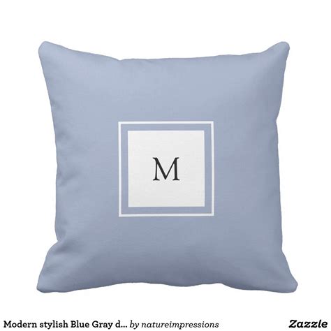 Modern Stylish Blue Gray Decorative Monogrammed Pillows Decorative