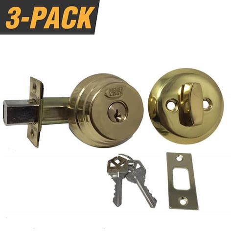 Premier Lock Brass Arrow Style Door Lock Single Cylinder Deadbolt With 2 38 In Latch And 6 Kw1