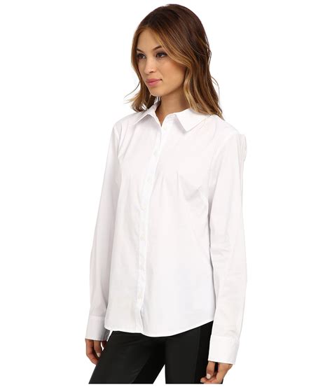 Vince Camuto Long Sleeve Button Up Blouse In White Ultra White Lyst