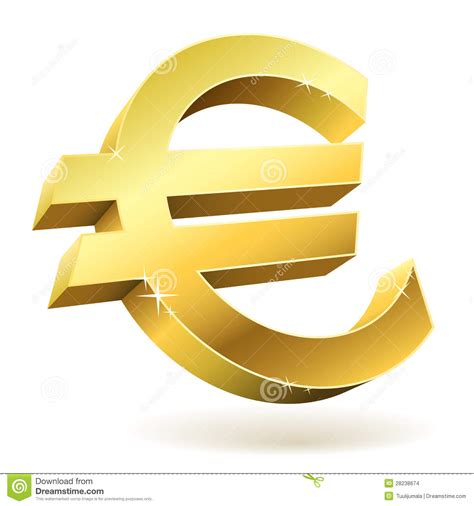 Euro, avrupa birliği kuruluşunun resmi para birimidir. 3D Gouden Euro Teken Stock Afbeeldingen - Afbeelding: 28238674