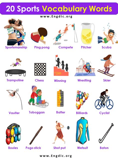 20 Sports Vocabulary Words With Pictures Engdic