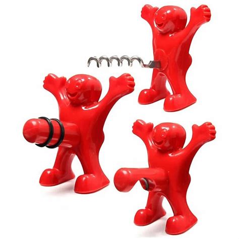 Funny Cute Bottle Opener Corkscrew Novelty Little Red Man Abs Beer