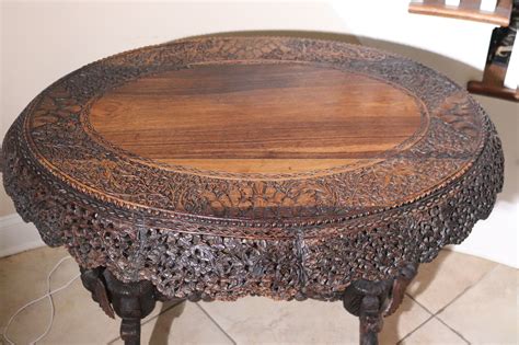 Fabulous 19 Th Century Anglo Indian Finely Carved Rosewood Side Table