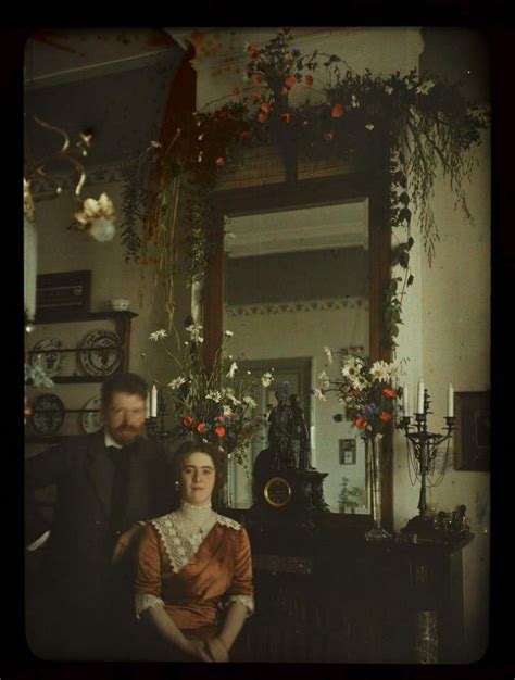 Self Portrait Of Jacob Olie Jr And His Wife Tini Autochrome Photograph By Dutch Photographer