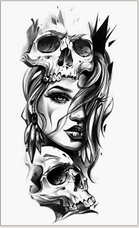 Skull Girl Tattoo Girl Face Tattoo Girl Tattoos Tattoos For Women