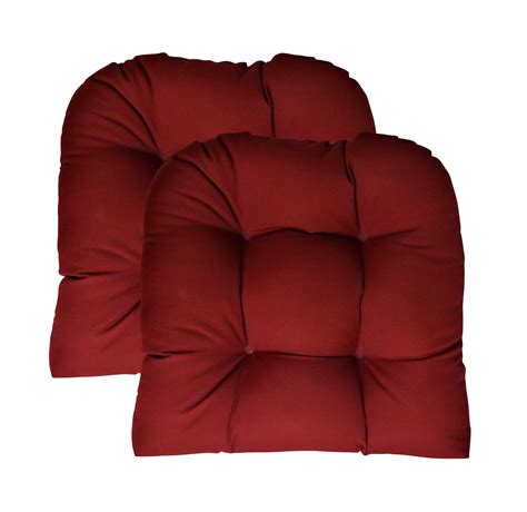 Rsh Decor Sunbrella Canvas Burgundy Large 2 Piece Wicker Chair Cushion