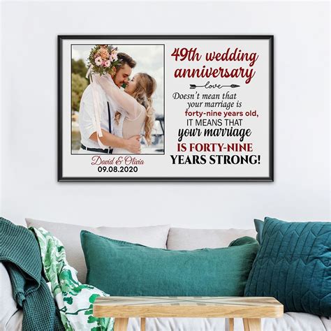 Personalized Photo 49th Wedding Anniversary Ts Poster For Couple