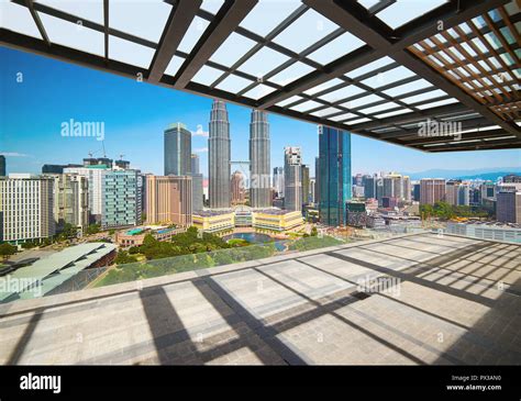 Balcony View With Modern Cityscape Skyline Stock Photo Alamy