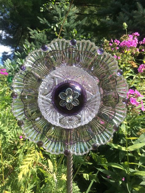 Repurposed Glass Flowersuncatcherwall Decorgarden Art Etsy