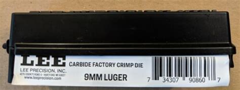 Lee Precision Carbide Crimp Die 9mm Luger 9x19 90860 Factory New