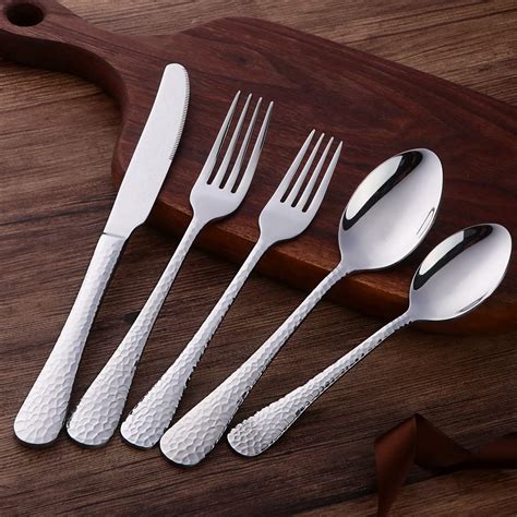 Qzq Wholesale Hammered Cutlery 1810 Stainless Steel Flatware
