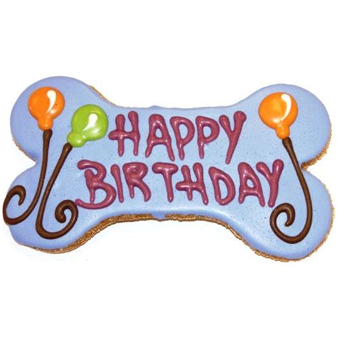 Pawsitively Gourmet 6 Inch Happy Birthday Bone Blue Cookies For Dogs