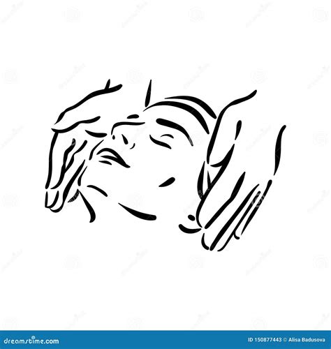 vector hand drawn illustration of spa face massage for woman on white background stock vector
