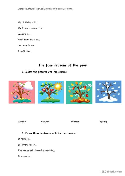 Days Months And Seasons English Esl Worksheets Pdf And Doc