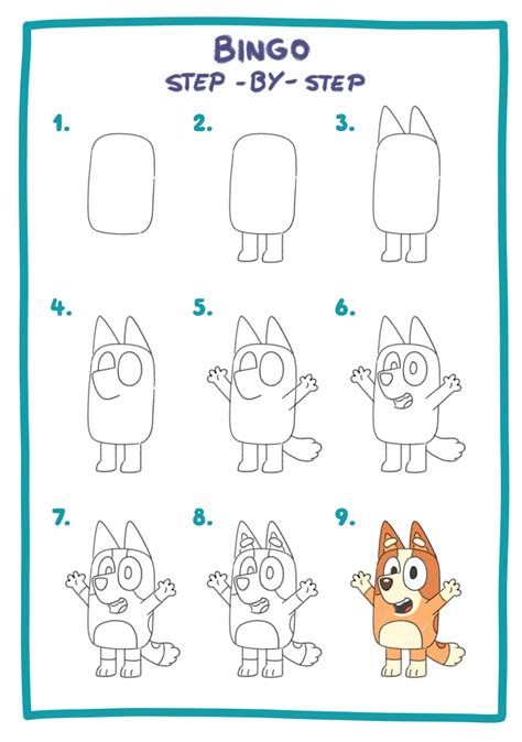 How To Draw Bluey And Bingo Step By Step At Drawing Tutorials Images