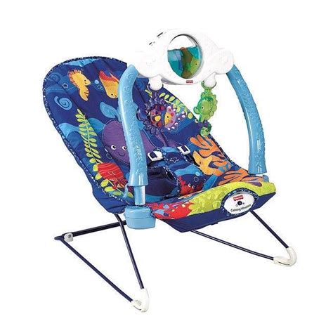An inflatable bathtub lets you bathe baby on a counter or table. Fisher Price Ocean Wonders Aquarium Blue Baby Bouncer New ...