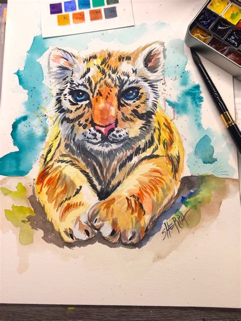 paint  baby tiger watercolor facebook class  art sherpa