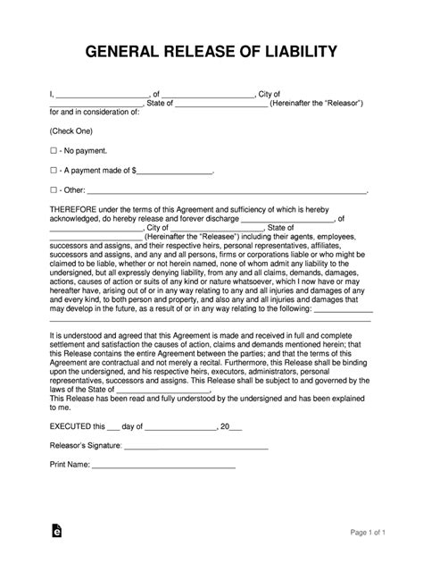 General Release Of Liability Form Fill And Sign Printable Template