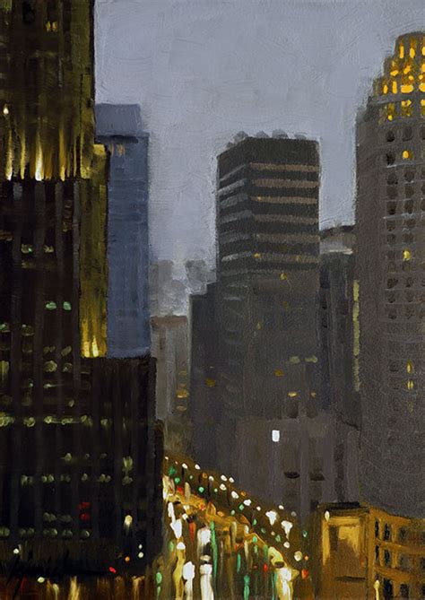 With eyes upon her around the city streets, she calmly sat a goddess among men, towering above them all. A Painting Today: "A Rainy Night in Chicago"