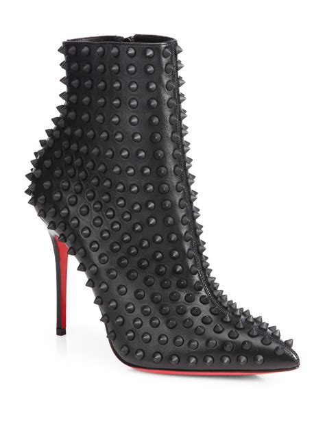 Christian Louboutin Snakilta Spiked Leather Ankle Boots In Black Lyst