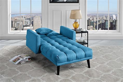 Modern Living Room Chaise Fabric Recliner Sleeper Chaise Lounge Futon