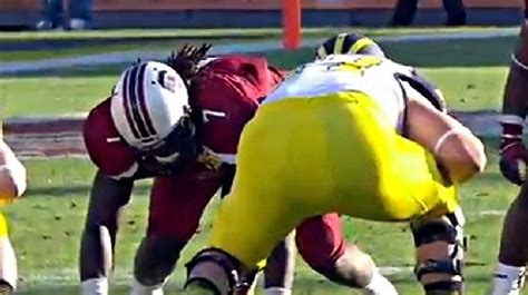 That was the buzz that dominated football conversations after clowney obliterated michigan's vincent smith with a hit that made every highlight reel for the next six months. Video: Watch Jadeveon Clowney's crushing hit on Michigan running back in Outback bowl | WBMA