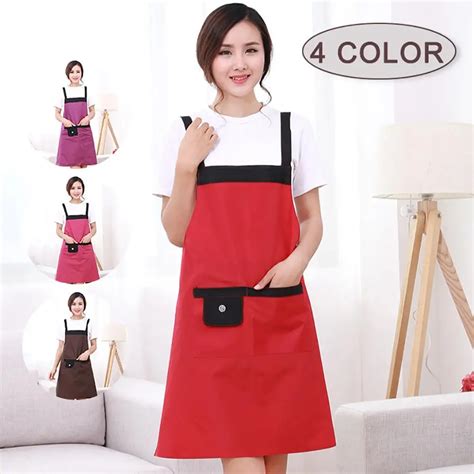 Waterproof Sleeveless Cooking Bib Apron Pocket Cover For Home Kitchen Restaurant In Aprons From