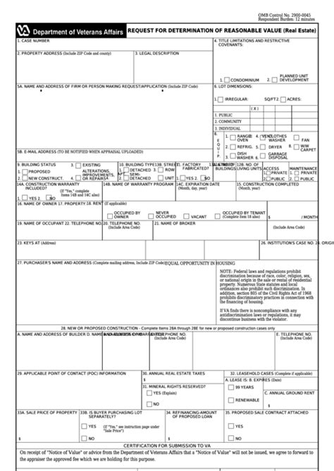 Fillable Va Form 26 1805 Request For Determination Of Reasonable