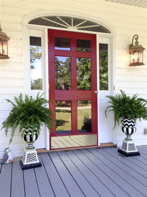 Front Door And Storm Door Painted Red Style For The Home | Glass storm doors, Painted storm door 